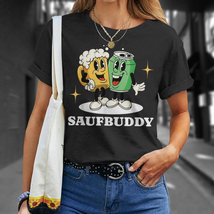 Saufbuddy Partnerlook Party Outfit Bier Liebhaber Motto T-Shirt Geschenke für Sie