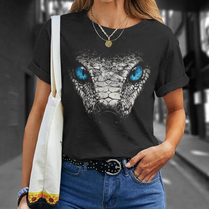 Serpiente Animal Motivo Ojos Azules Arte Serpiente Camiseta unisex Regalos para ella