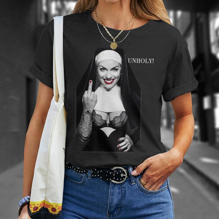 Sexy Nun Middle Finger T-Shirt Geschenke für Sie