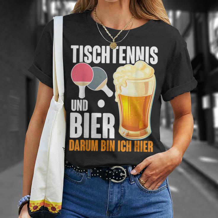 Tischtennis Und Bier Darum Bin Ich Hier Slogan Alcohol T-Shirt Geschenke für Sie