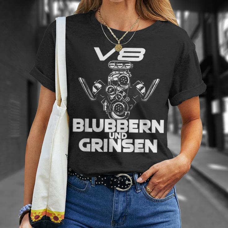 V8 Blubbern Und Grinsen Hubraum T-Shirt Geschenke für Sie