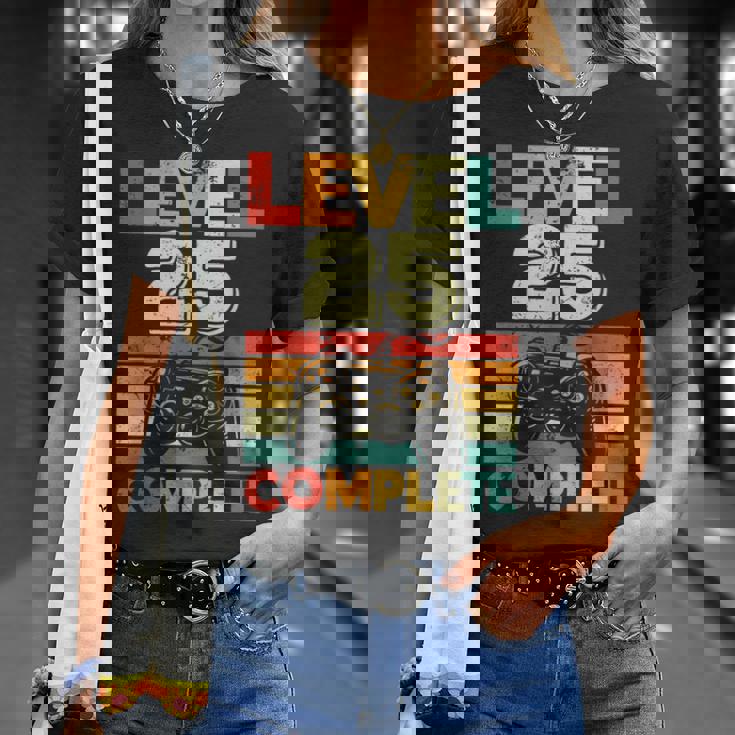Video Gamer Nivel 25 Completo Retro 25 Aniversario De Bodas Camiseta unisex Regalos para ella