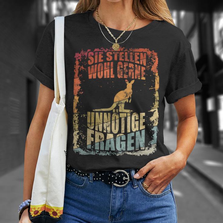 Vintage Kangaroo Du Stelle Wohl Gerne Unnecesse Questions T-Shirt Geschenke für Sie