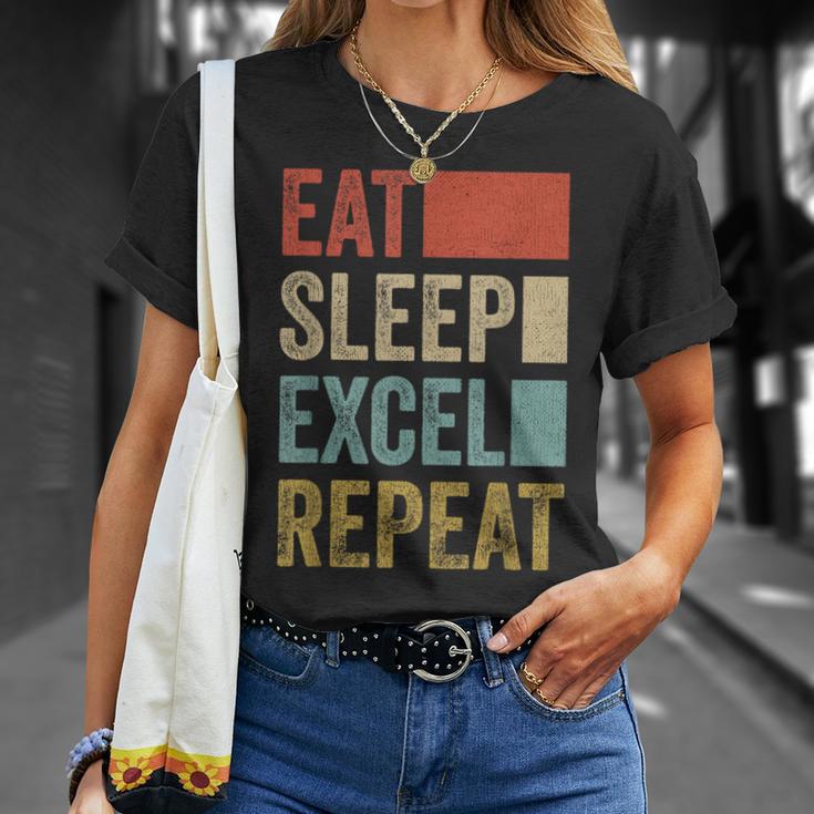 Vintage Retro Eat Sleep Excel Repeat Excel T-Shirt Geschenke für Sie