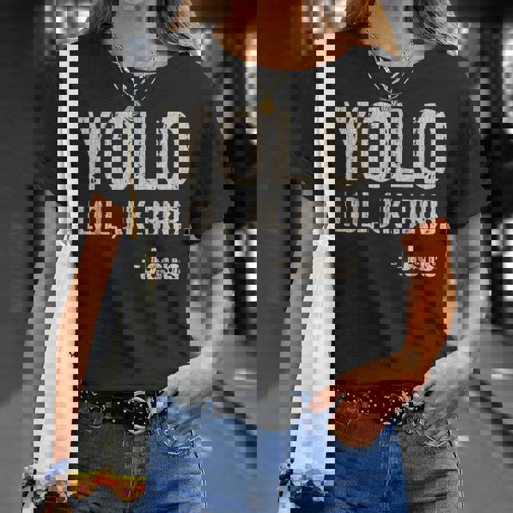 Vintage Retro Yolo Lol Jk Brb Jesus Christian T-Shirt Gifts for Her