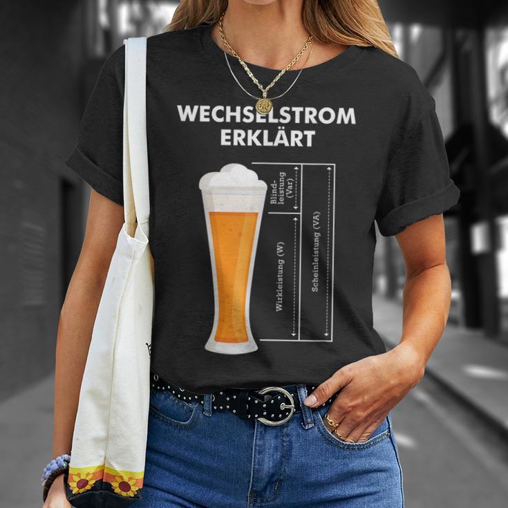 Wechselstromerklärt Bier Elektriker Technik Elektrotechnik T-Shirt Geschenke für Sie