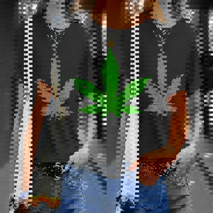 Weed Leaf In Una Tasca Divertente Marijuana Cannabis Camicia Maglietta Regalos para ella
