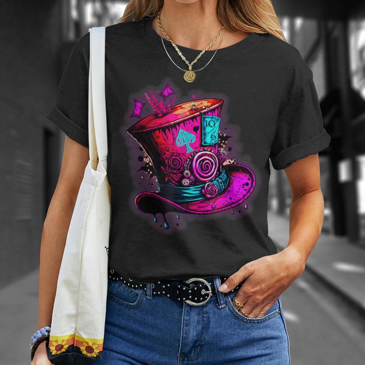 We're All Mad Here Pink Steampunk Alice In Wonderland Hat T-Shirt Geschenke für Sie