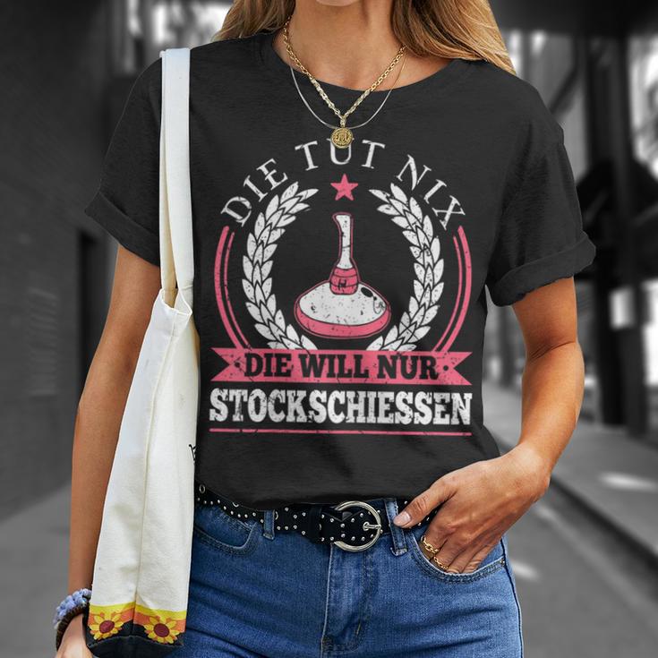 Women's Die Tut Nix Stockschieessen Ice Stick T-Shirt Geschenke für Sie