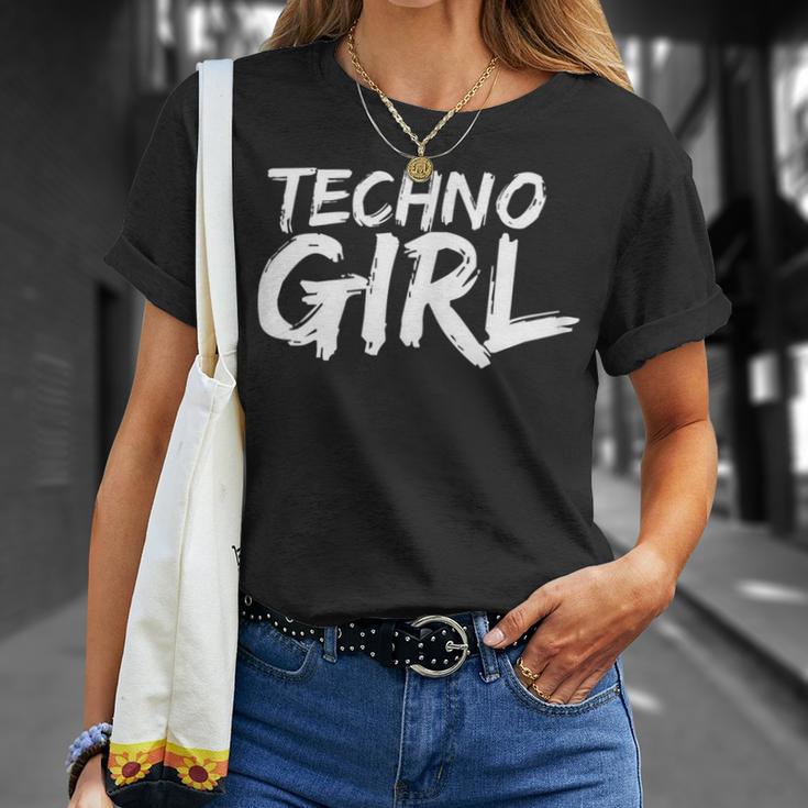 Women's Techno Girl Slogan Edm House Music Festival T-Shirt Geschenke für Sie