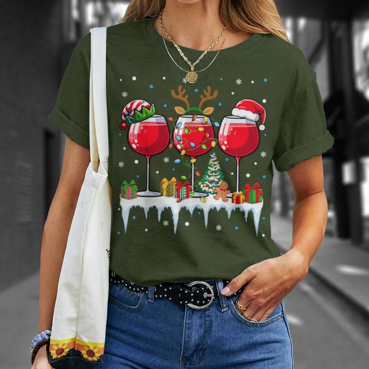 Christmas Reindeer Red Wine Women's T-Shirt Geschenke für Sie