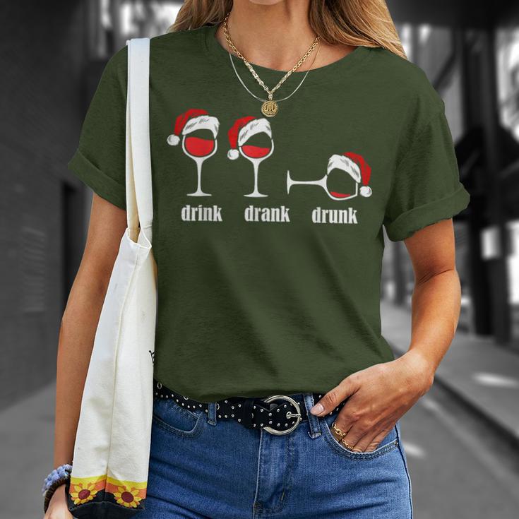 Drink Drank Drunk Wine Glasses Wine Lover Christmas T-Shirt Geschenke für Sie