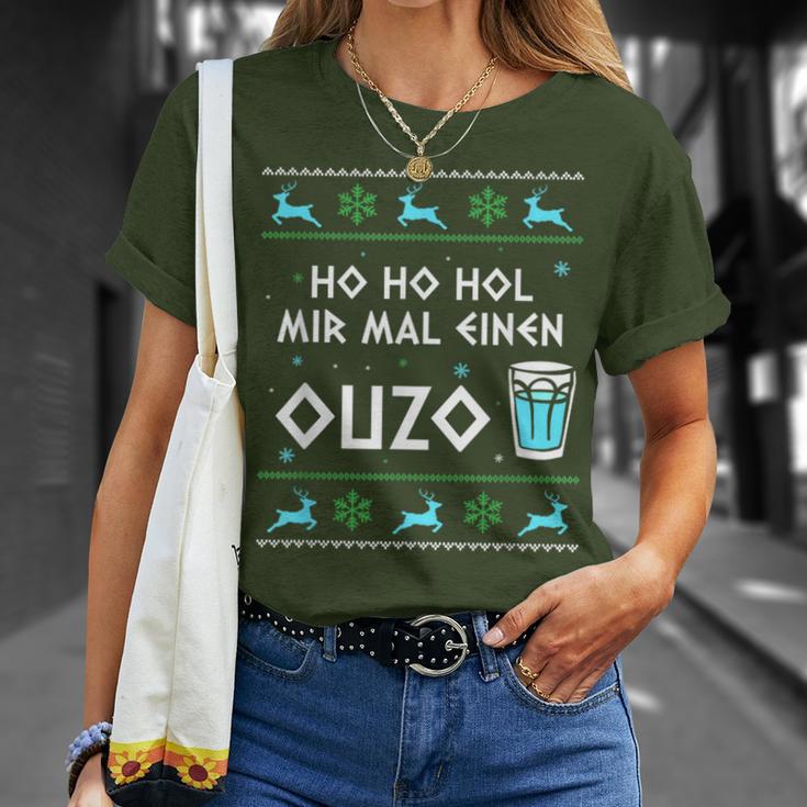 Ho Ho Hol Mir Mal Einen Ouzo Ugly Christmas Outfit T-Shirt Geschenke für Sie