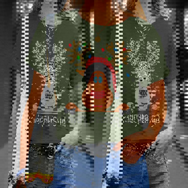 Kindergarten Squad Plaid Reindeer Santa Teacher Christmas T-Shirt Gifts for Her