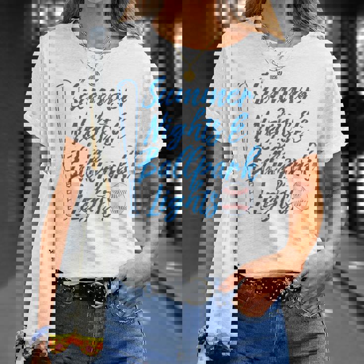Baseball Mom And Dad Summer Nights And Baseball Lights T-Shirt Gifts for Her