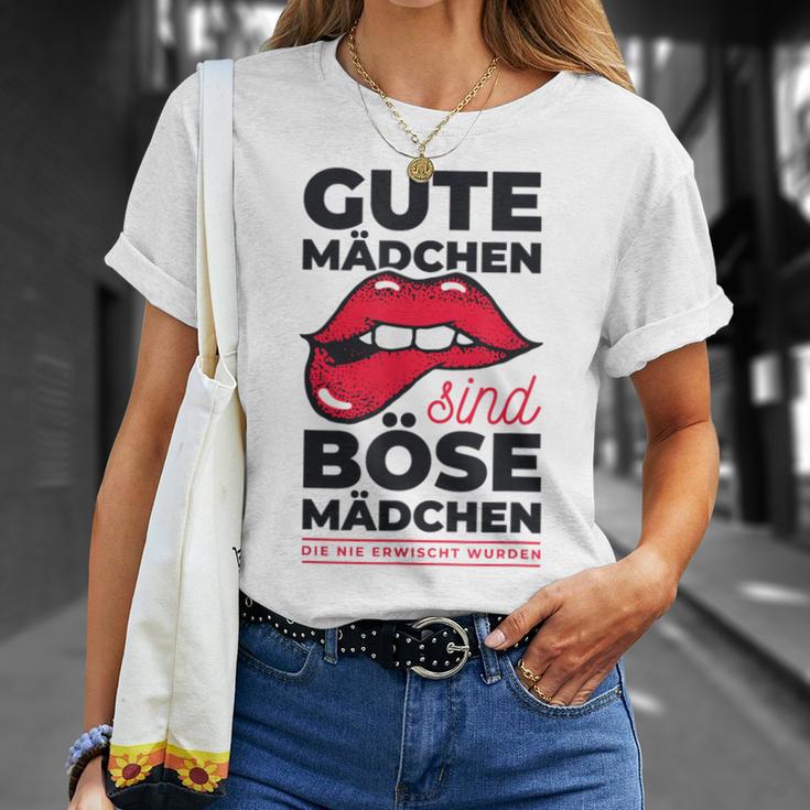 Cheeky Lips Gute Mädchen Böse Mädchen Spruch Gray T-Shirt Geschenke für Sie