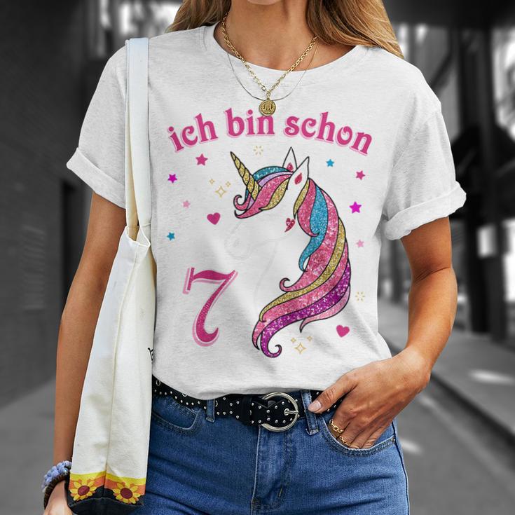 Children's 7 Birthday Girl Ich Bin Schon 7 Jahre Alt Unicorn T-Shirt Geschenke für Sie