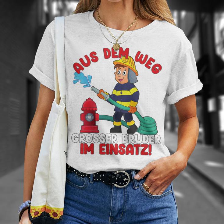 Children's Aus Dem Weg Grosser Bruder Im Einatz Fire Brigade German L T-Shirt Geschenke für Sie