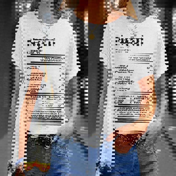 Divertente Etichetta Nutrizionale Ingredienti Negroni Maglietta Regalos para ella