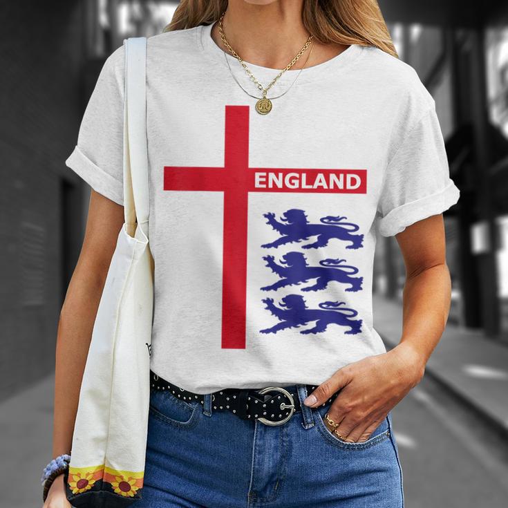 England Flag & Lions Football Fan England Supporter T-Shirt Geschenke für Sie