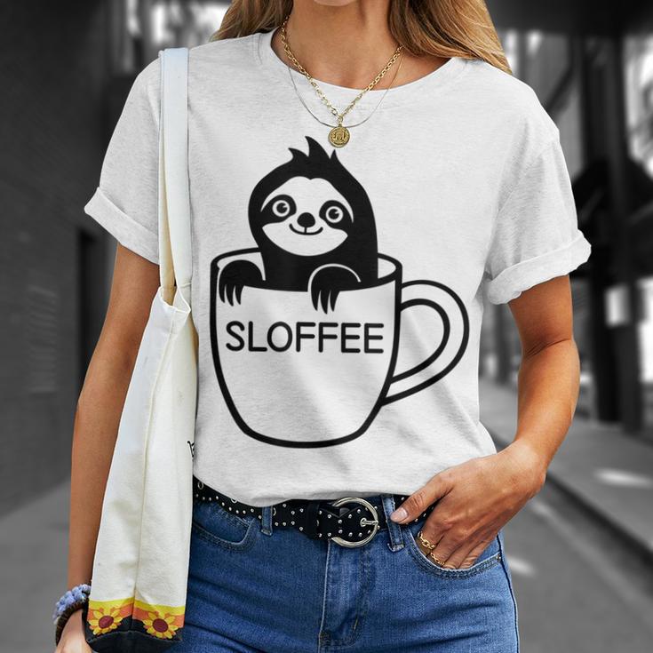 Faultier Und Kaffee Sloffee Lustig Witze Sarkastisch T-Shirt Geschenke für Sie