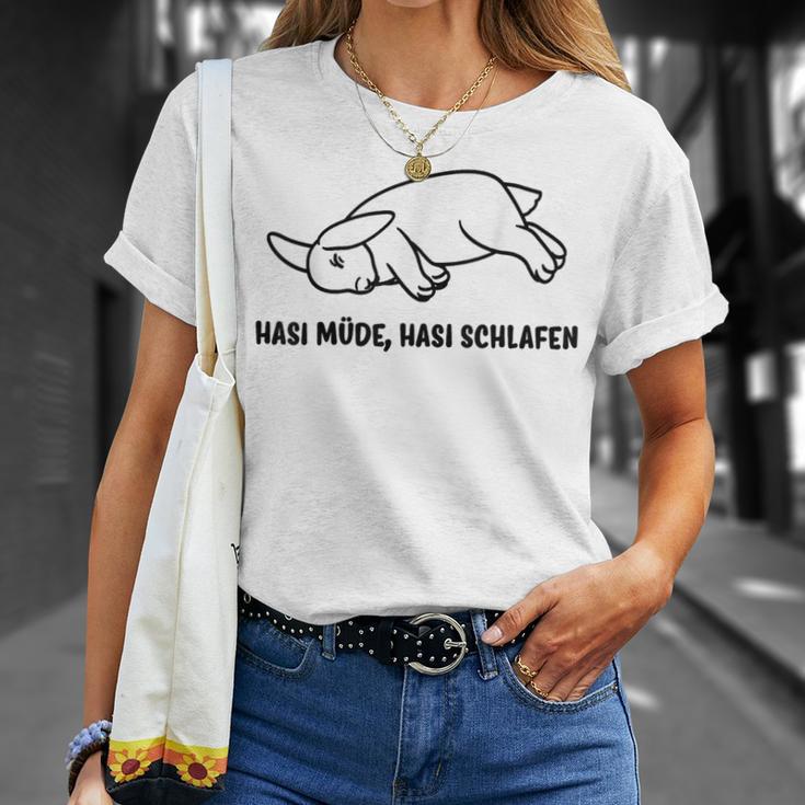 Hasi Müde Hasi Schlafiger Rabbit Slogan T-Shirt Geschenke für Sie