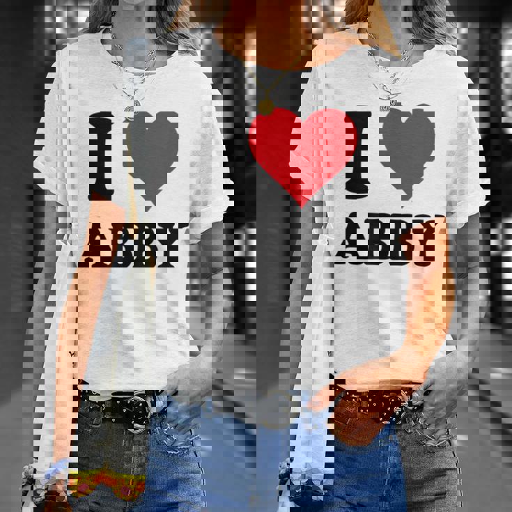 I Heart Abby First Name I Love Personalized Stuff Maglietta Regalos para ella