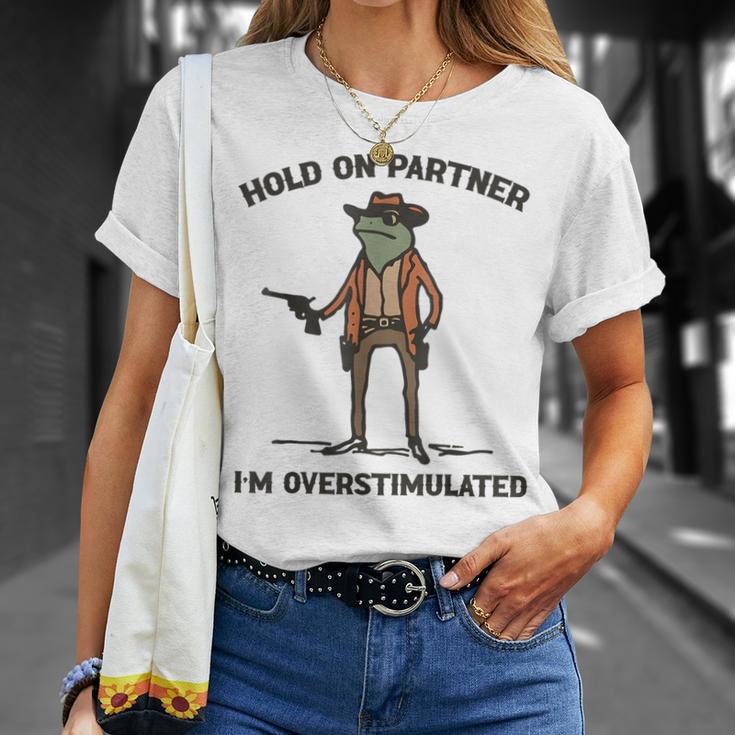 Hold On Partner I'm Overstimulated Sign - 4 Inch Funny Office Décor for Stress