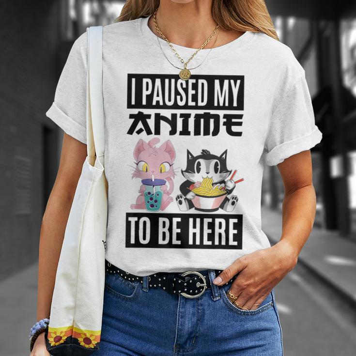 Ich Habe Meinen Anime Pausiert Hier Zu Sein Ramen Kawaii Cat Gray T-Shirt Geschenke für Sie