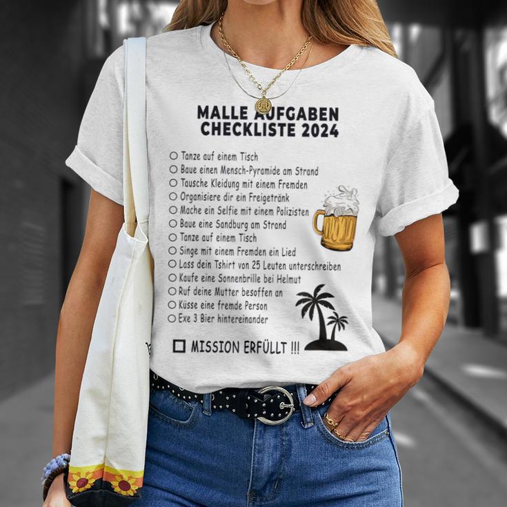 Mallorca 2024 Sauf Malle Ride Tasks Checklist Gray T-Shirt Geschenke für Sie