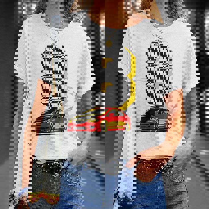 Niños Tengo 8 Años De Edad Coche De Carreras Niños Tripulación 8Th Birthday Race Camiseta unisex Regalos para ella