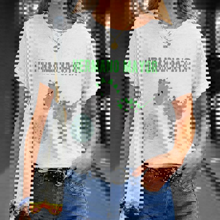 Niñosoy A Ser Hermano Mayor Dinosauro Anunciar Embarazo Hermano Camiseta unisex Regalos para ella