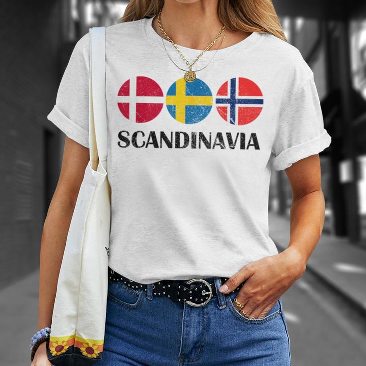 Norway Sweden Denmark Flags Scandinavian Flags Scandinavia T-Shirt Geschenke für Sie