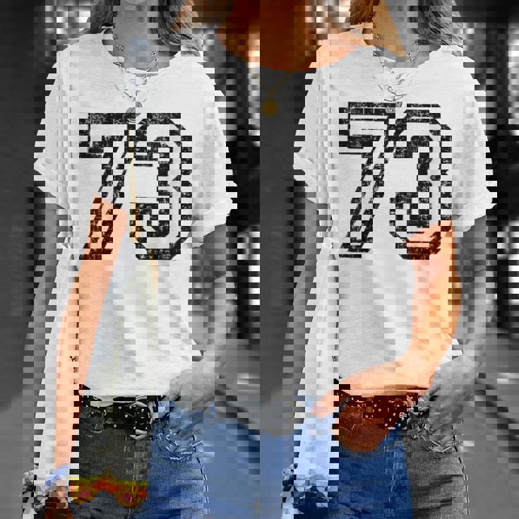 Numero 73 Bianco E Nerointage 73° Compleanno Con Collo A Maglietta Regalos para ella