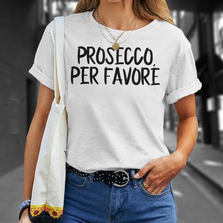 Prosecco Pro Favore Prosecco Please In Italian Blue T-Shirt Geschenke für Sie