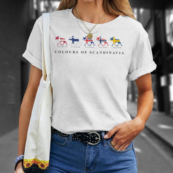 Scandinavia Flags Elk Colours Sweden Norway Iceland Gray T-Shirt Geschenke für Sie