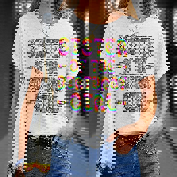 Sister Of The Birthday Girl Tie Dye Birthday Matching Family T-Shirt Gifts for Her