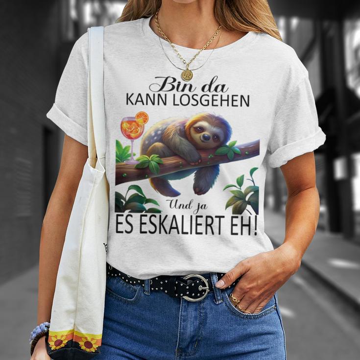 Sloth Bin Da Kann Losgehen Und Ja Es Escaliert Eh Costume Gray T-Shirt Geschenke für Sie