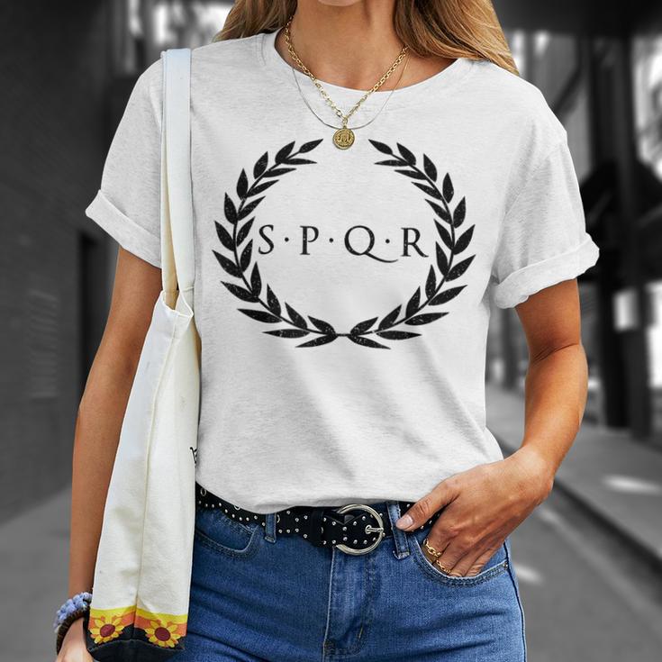 Spqr Senatus Popuplus Que Roman Roman Republic Rome Gray T-Shirt Geschenke für Sie