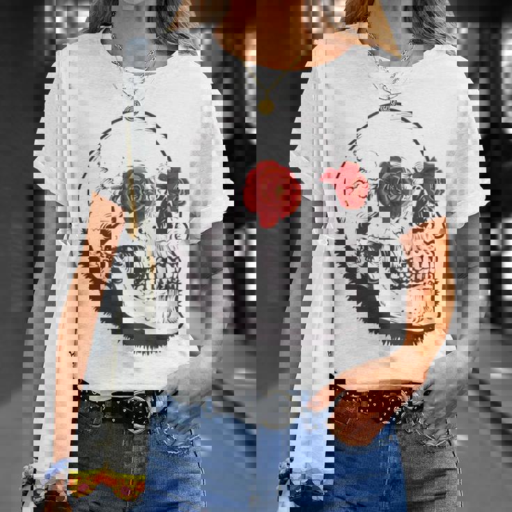 Teschio Con Rose Per Occhi Maglietta Regalos para ella