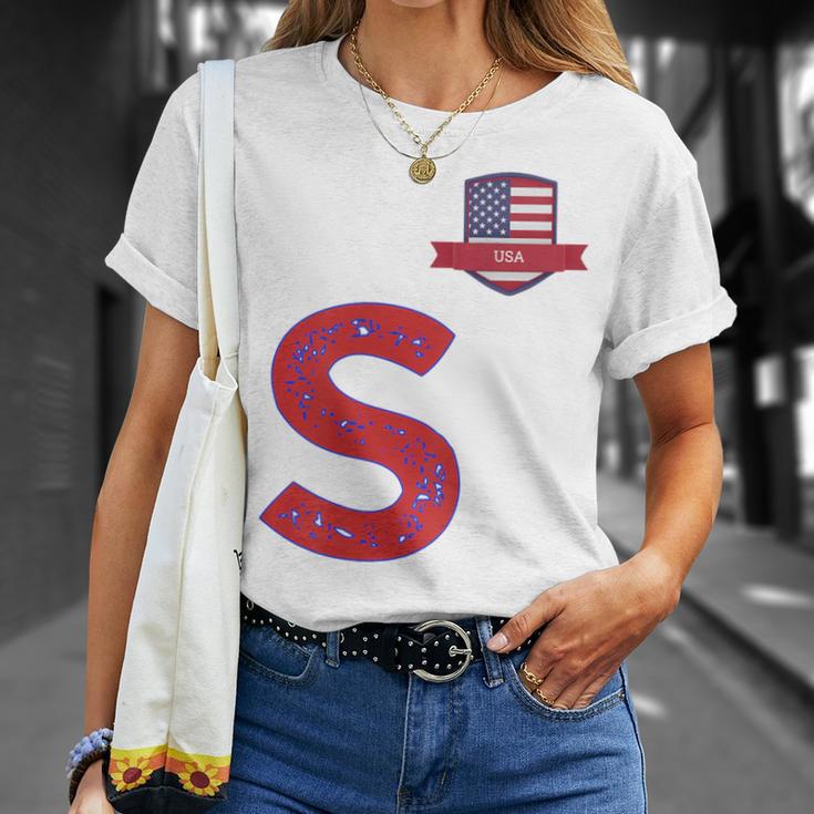 Usa Flag Letter S American Usa Red T-Shirt Geschenke für Sie