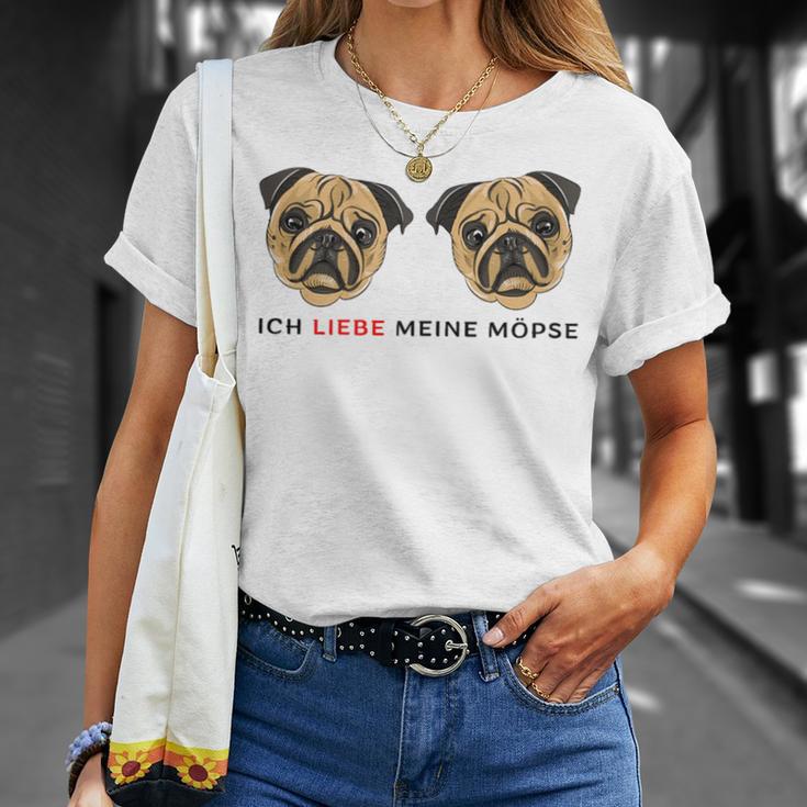 Women's Ich Liebe Meine Pugs T-Shirt Geschenke für Sie