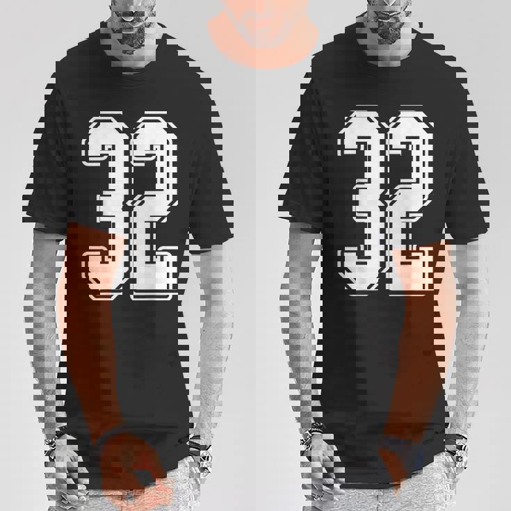 32 De Estilo Jersey Con Diseño De Contorno Blanco Número 32 Camiseta unisex Regalos divertidos