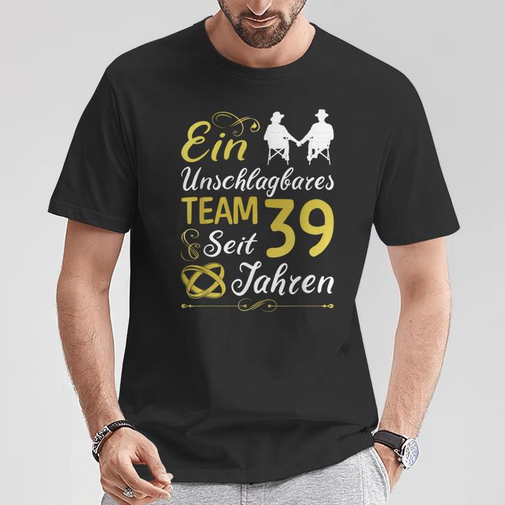 39 Jahreerheiratet 39 Hochzeitstag Sonnenhochzeit T-Shirt Lustige Geschenke