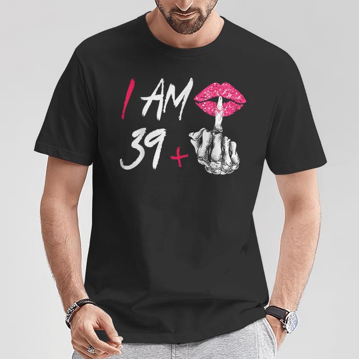 I Am 39 Plus 1 Middle Finger Skull 40Th Birthday T-Shirt Lustige Geschenke