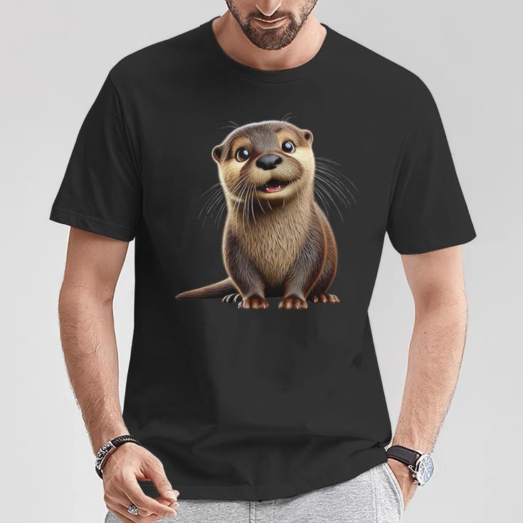 Adorable Otter Illustration T-Shirt Lustige Geschenke