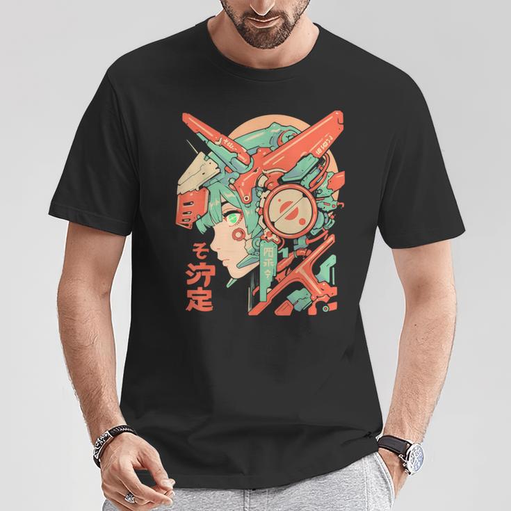 Anime Manga Cyberpunk Aesthetic Techwear Harajuku Mecha Girl T-Shirt Lustige Geschenke