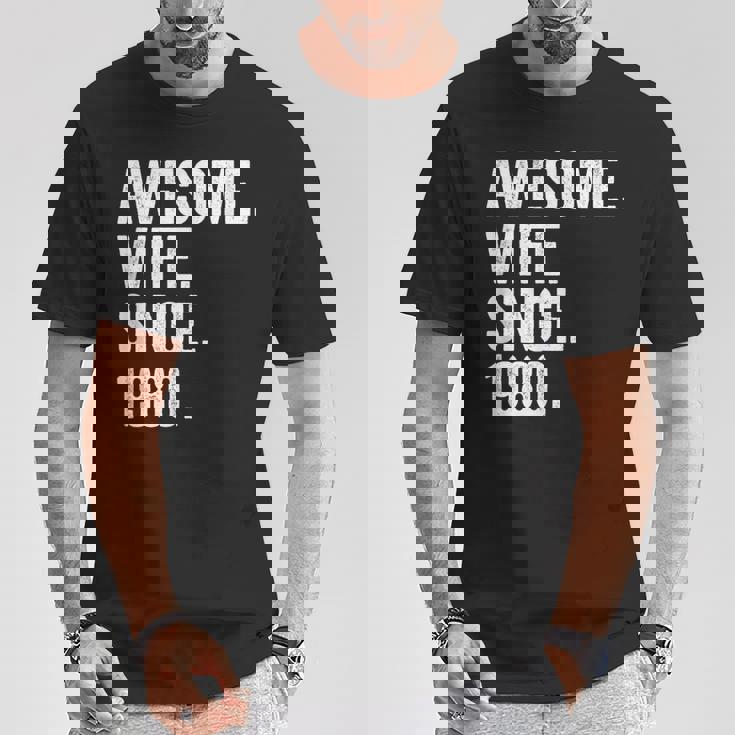 Awesome Wife Since 1980 44 Aniversario De Boda 44 Años Camiseta unisex Regalos divertidos