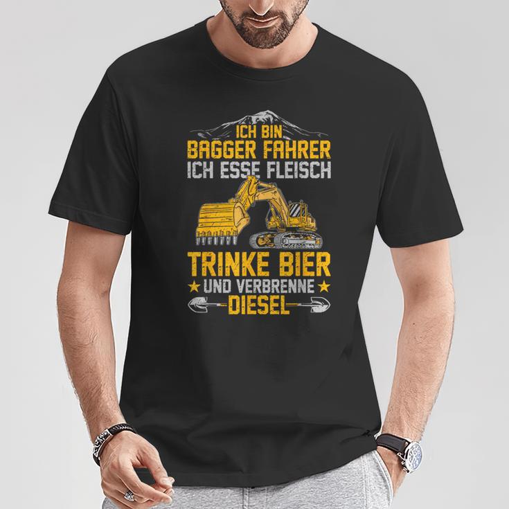 Bagger Ich Esse Fleisch Trinke Bier Underbrenne Diesel T-Shirt Lustige Geschenke