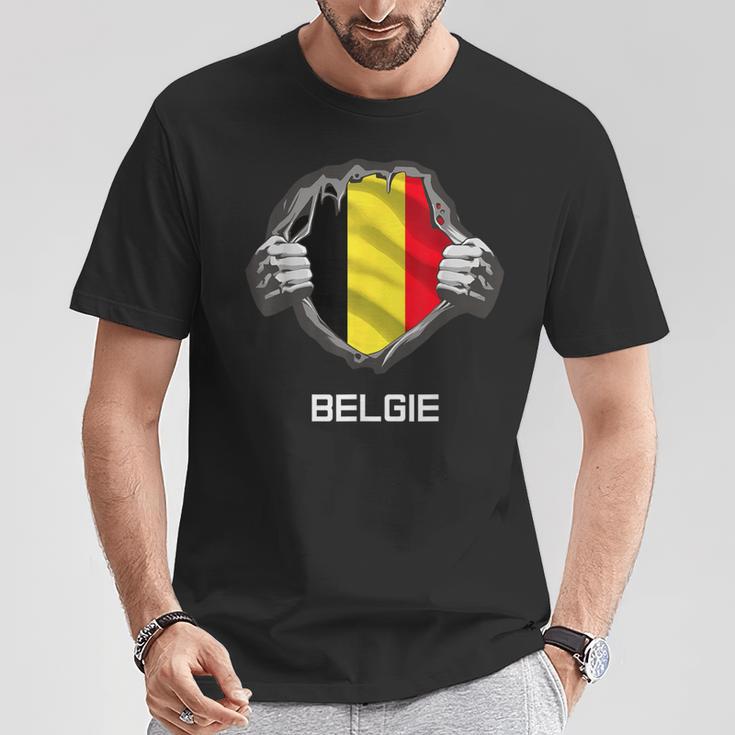 Belgium Belgie Flag Heart Fan Jersey T-Shirt Lustige Geschenke